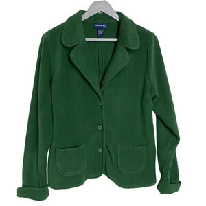 Denim & Co. M green fleece jacket/blazer with front‎ pockets
